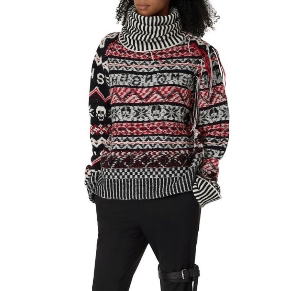 Monse red fairisle wool sweater